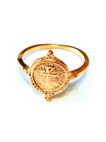 Кольцо "Крест" размер 18, золотистое, под золото