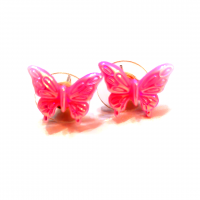 Серьги пуссеты "Бабочки" розовые