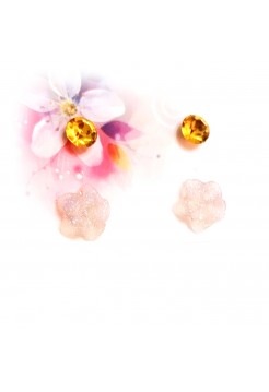 Набор бижутерии: серьги пуссеты "Цветочки" розовые + "Кристаллы" хамелеоны